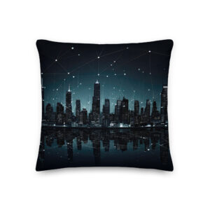 City Skyline Night Constellations Throw Pillow - 18×18