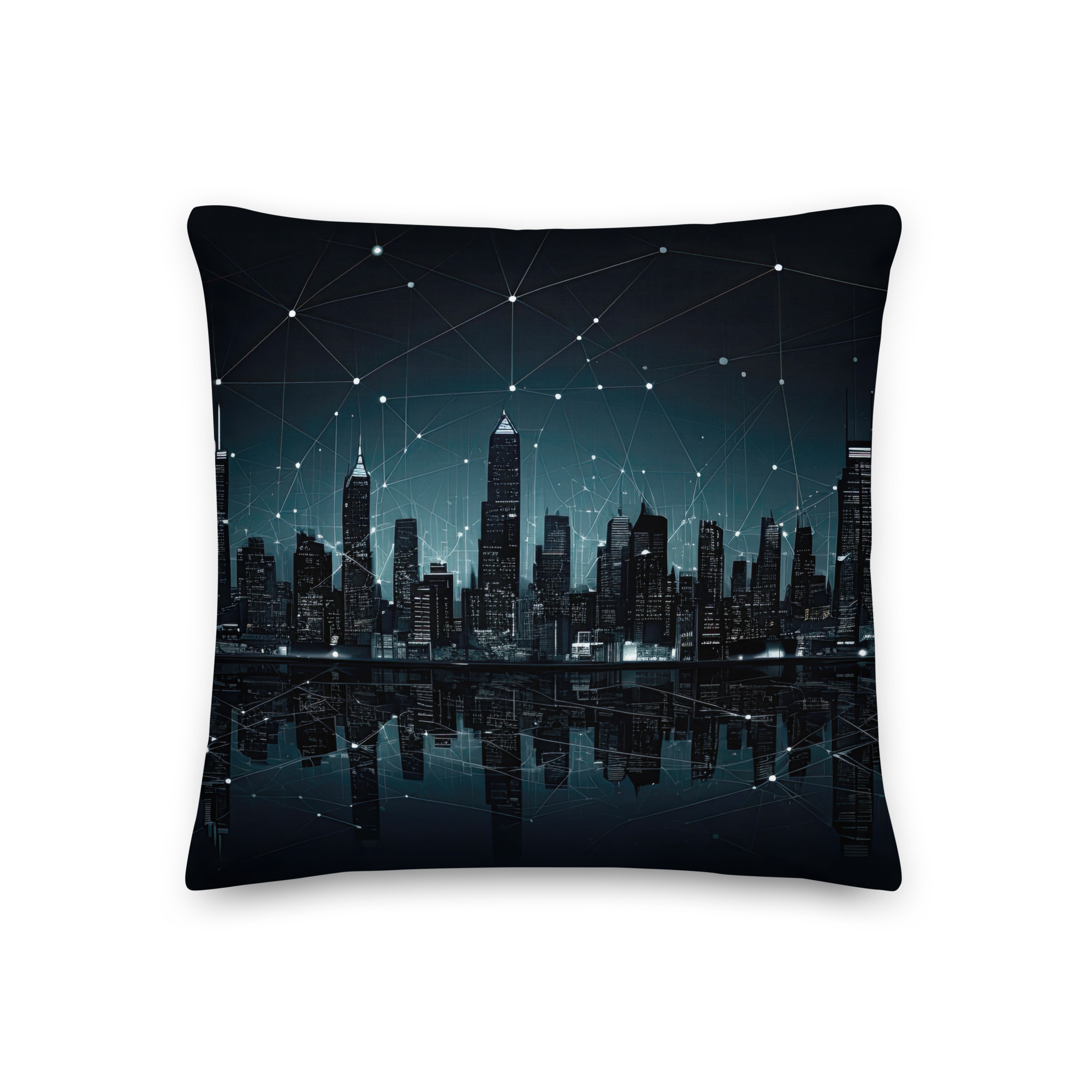City Skyline Night Constellations Throw Pillow - 18×18