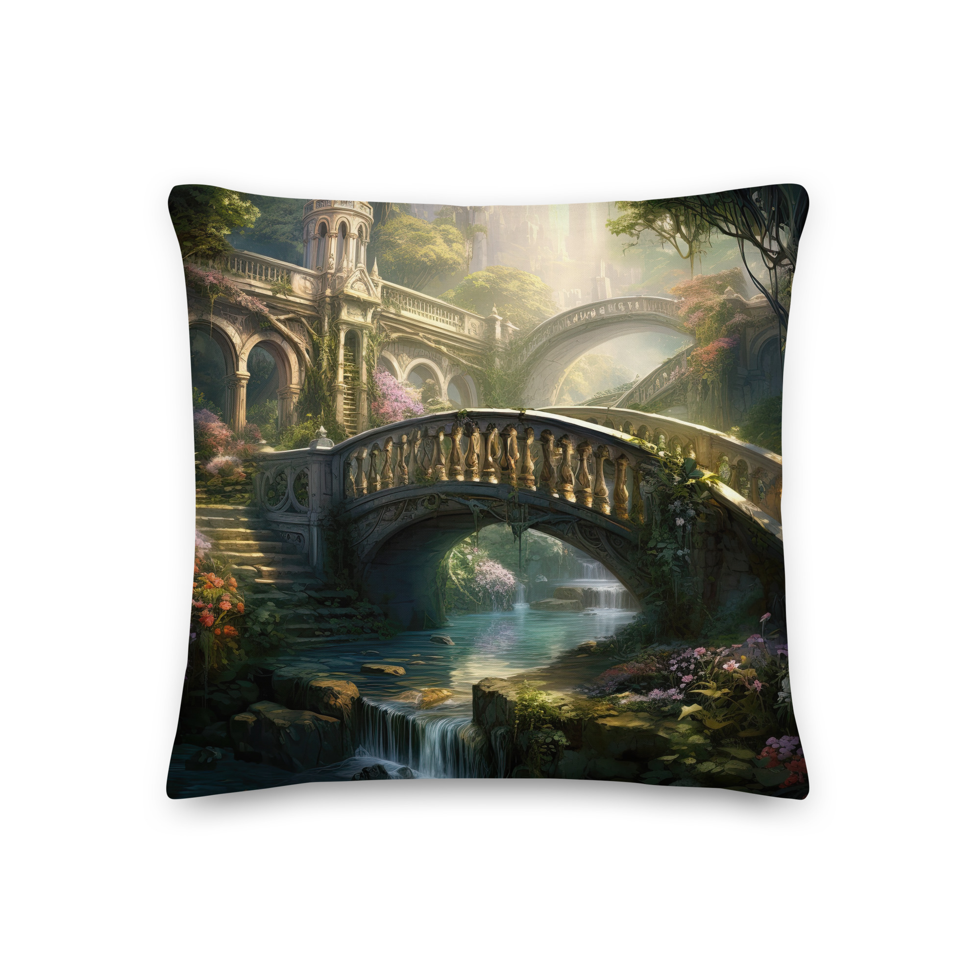 Bridge to the Kingdom of Paradise Throw Pillow – 18×18