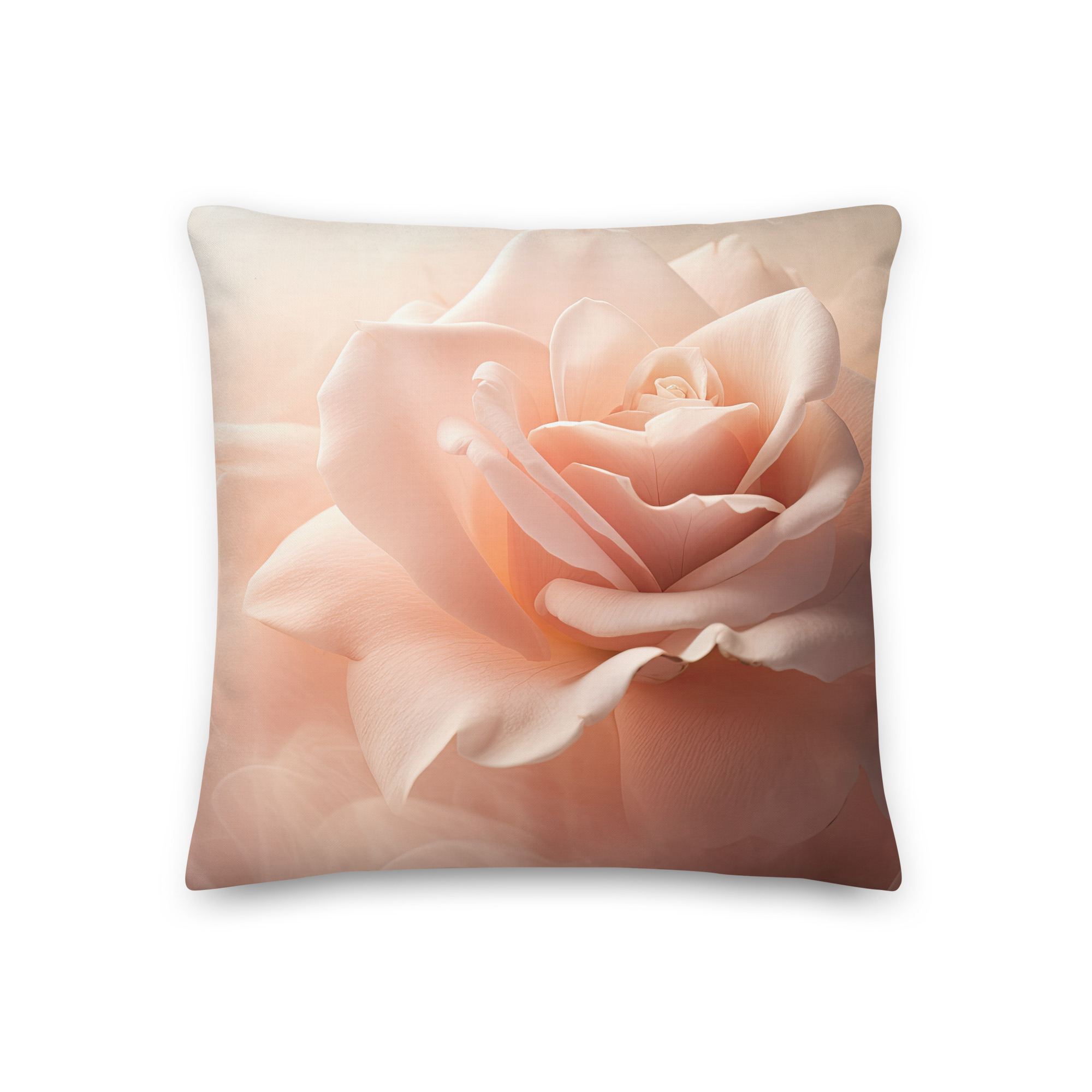 White Pink Rose Throw Pillow – 18×18