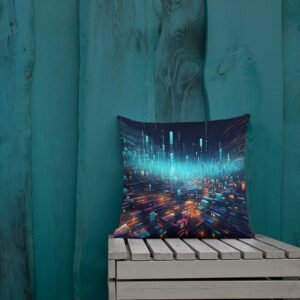 High Speed Data Abstract Premium Pillow - 18×18