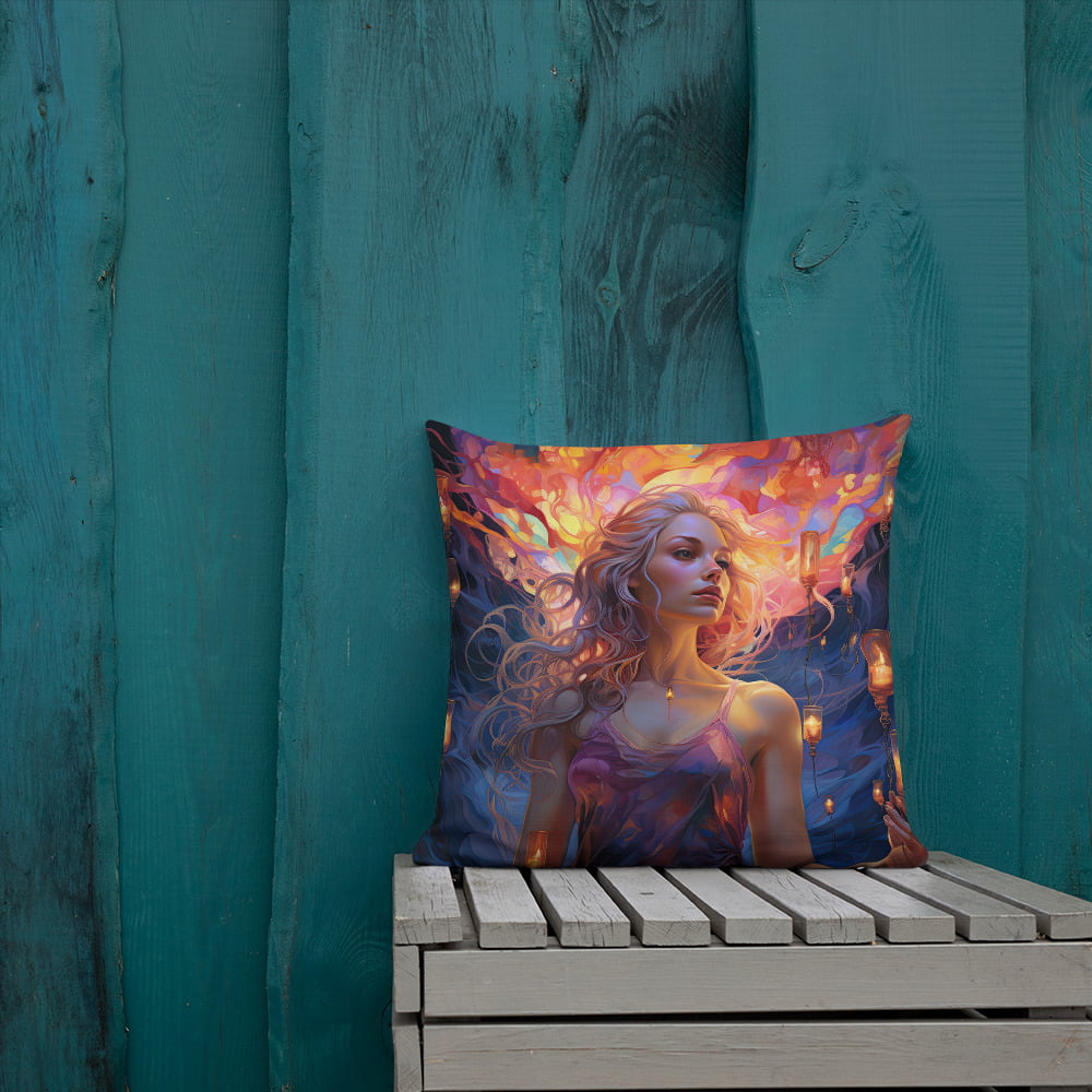 Enchanting Lanterns and Colors Premium Pillow – 18×18