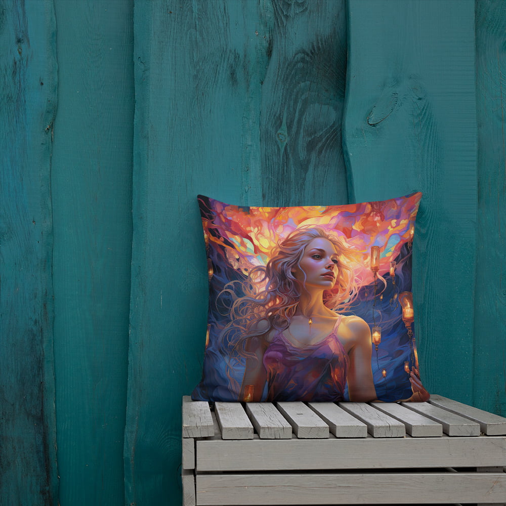 Enchanting Lanterns and Colors Premium Pillow - 18×18