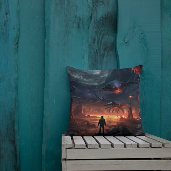 There Be Monsters Sci-fi Premium Pillow - 18×18