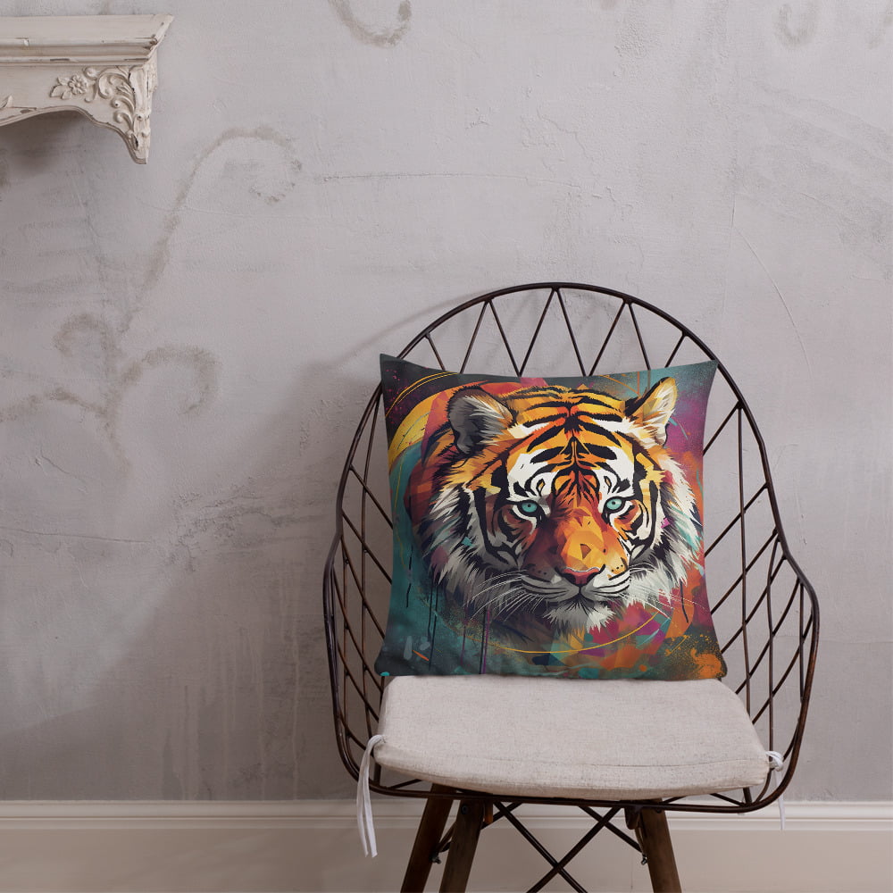 Abstract Tiger Art Throw Pillow – 18×18