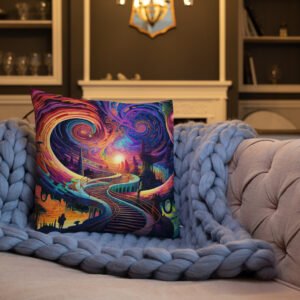 Trippy Colorful Adventure Premium Pillow - Image 3