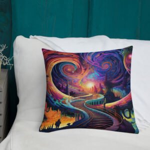 Trippy Colorful Adventure Premium Pillow - Image 4