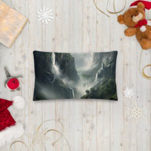 Mountain Waterfalls Premium Throw Pillow - 20×12