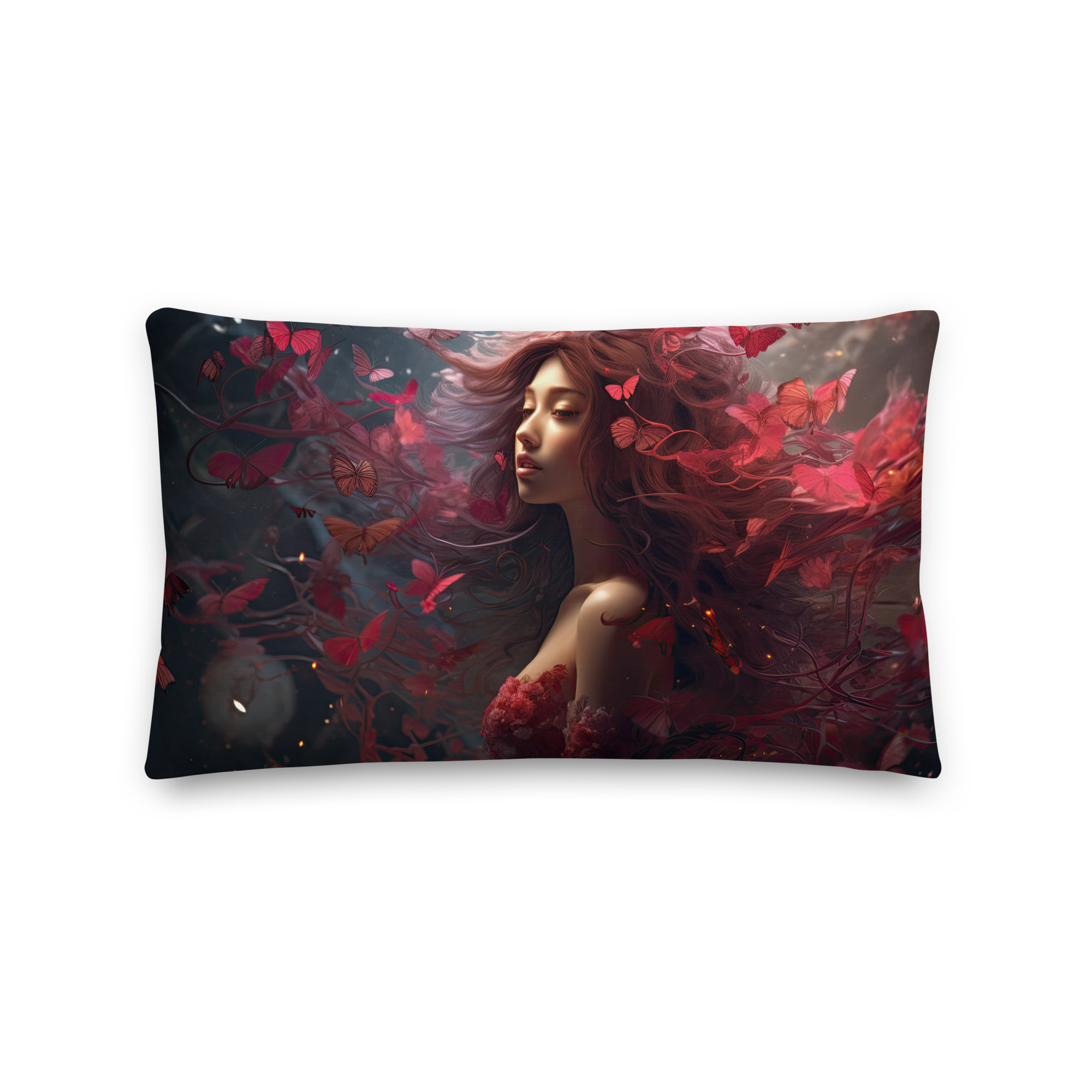 Crimson Reverie Beautiful Throw Pillow – 20×12