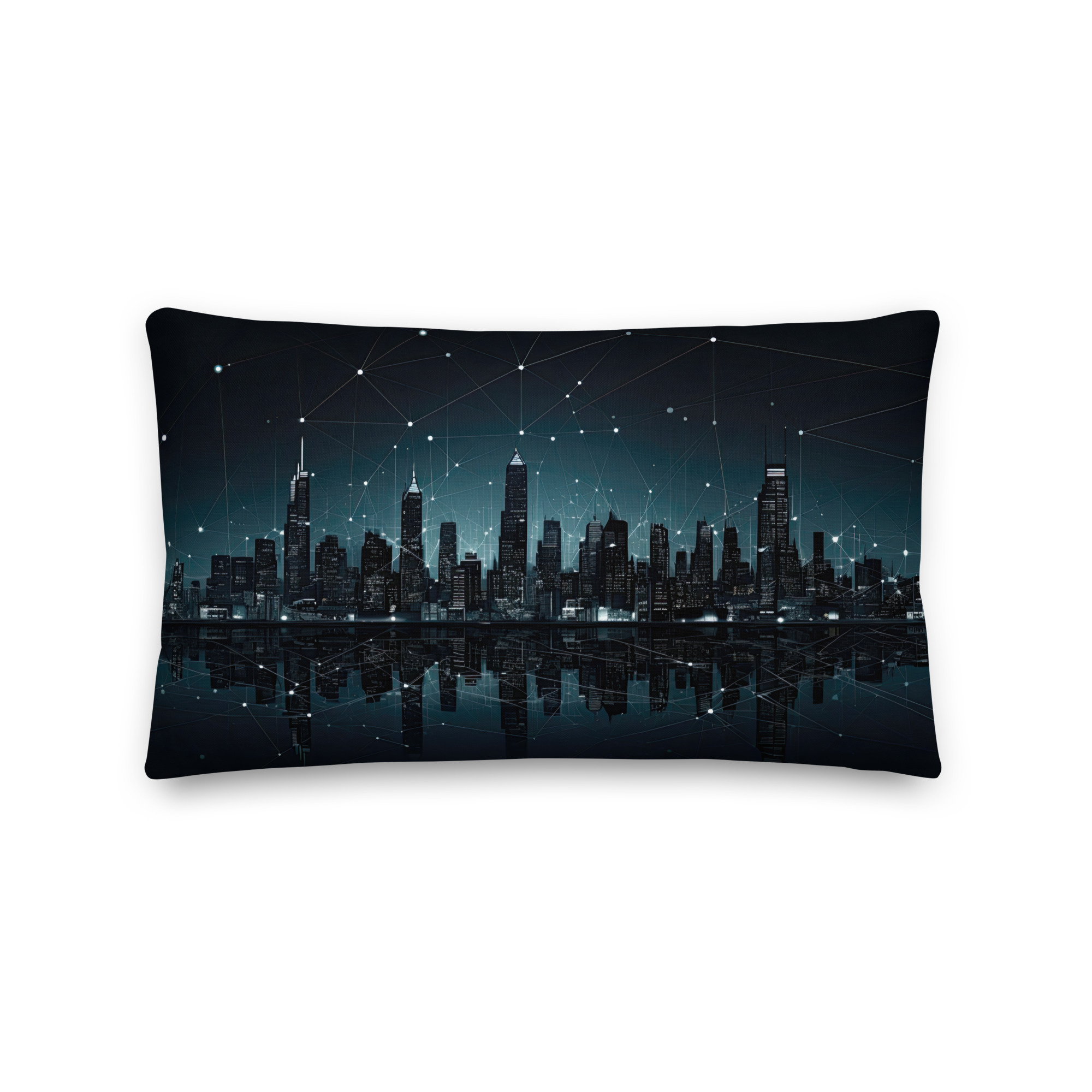 City Skyline Night Constellations Throw Pillow - 20×12