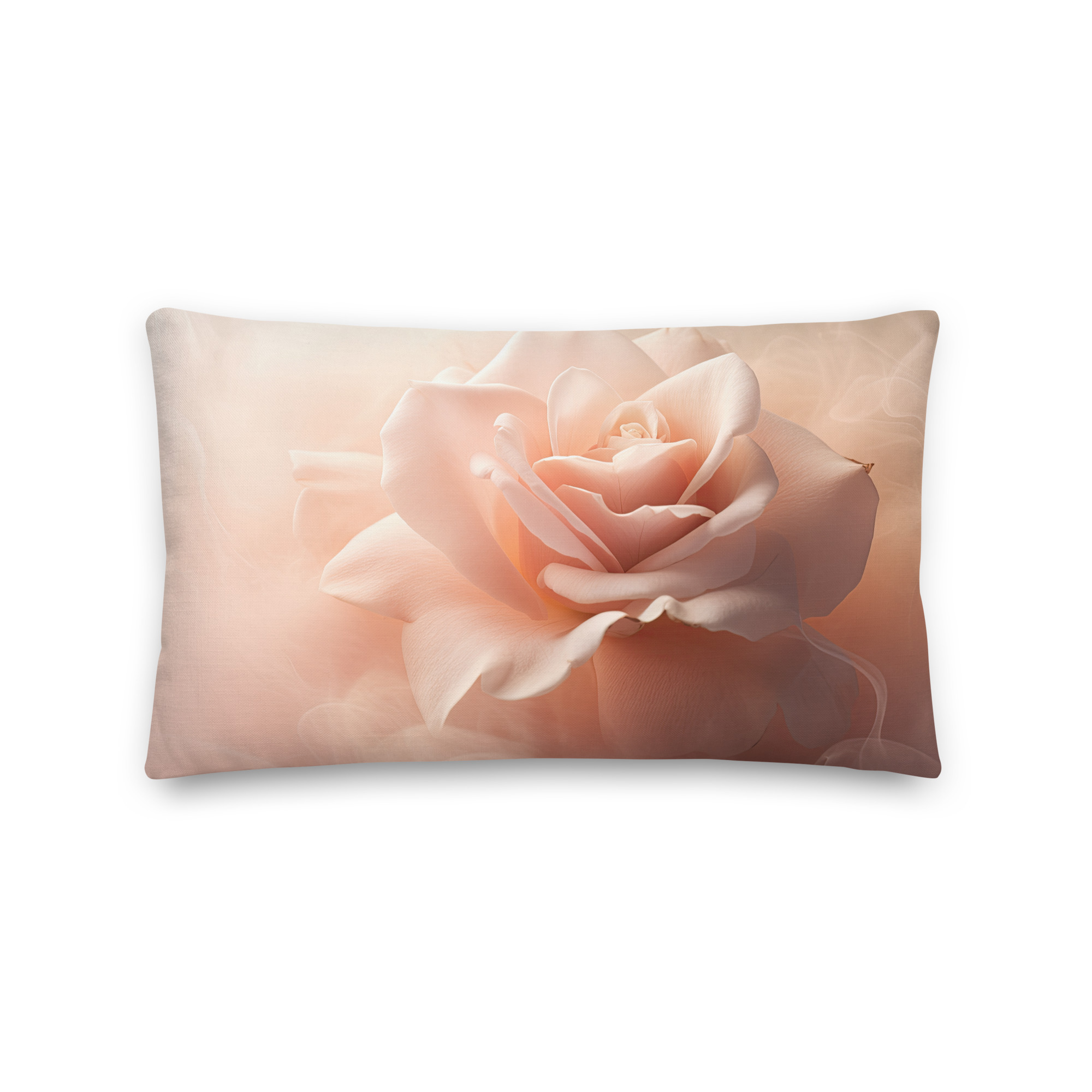White Pink Rose Throw Pillow – 20×12