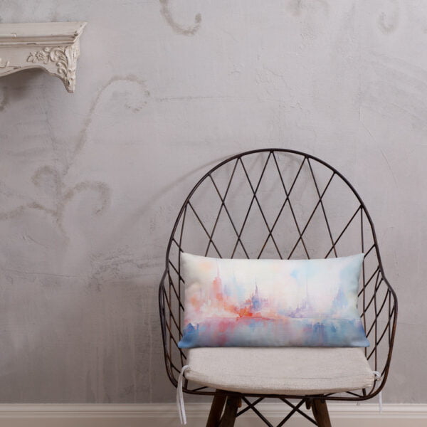 Pastel Abstract City Skyline Throw Pillow - 20×12