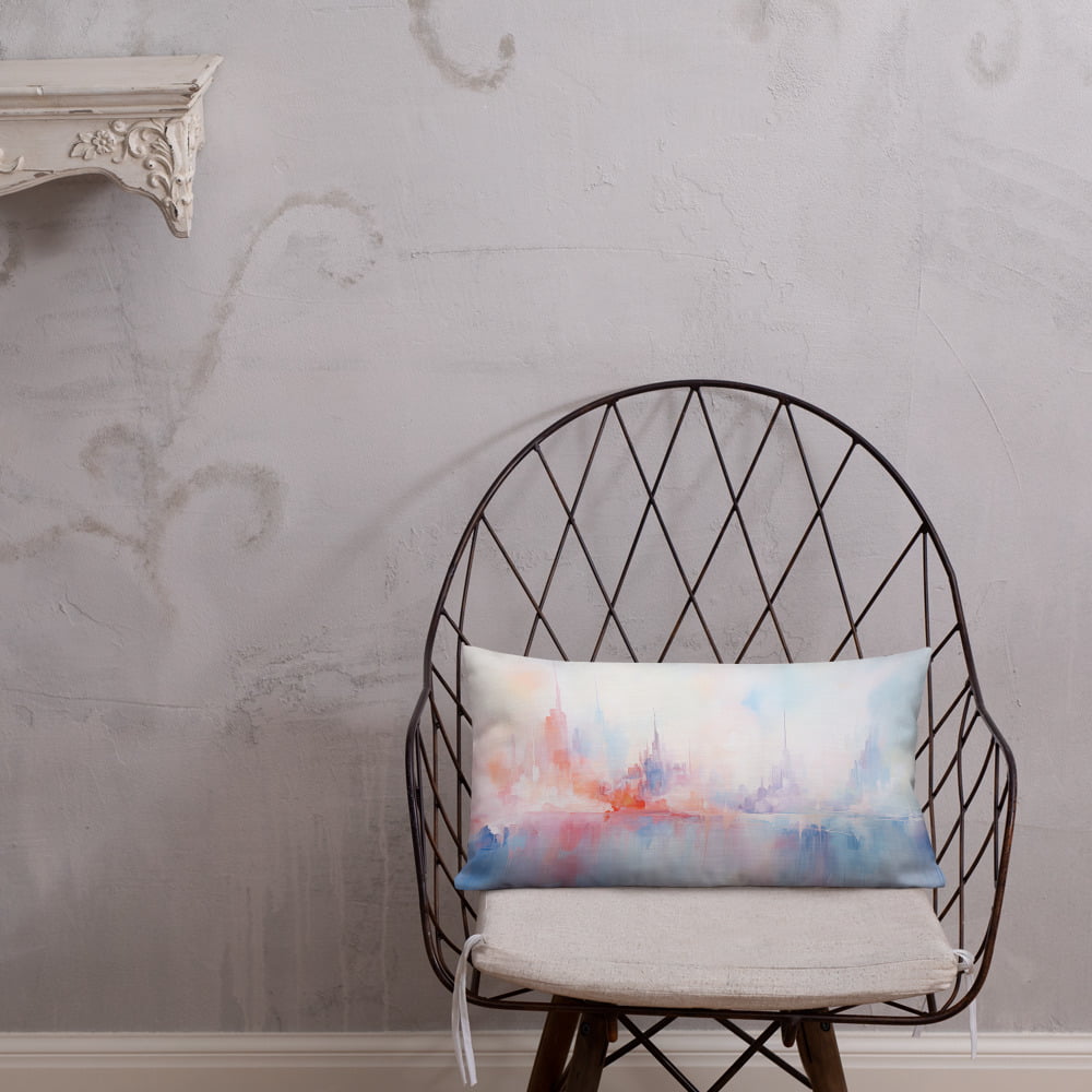 Pastel Abstract City Skyline Throw Pillow – 20×12