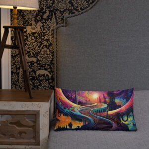 Trippy Colorful Adventure Premium Pillow - 20×12