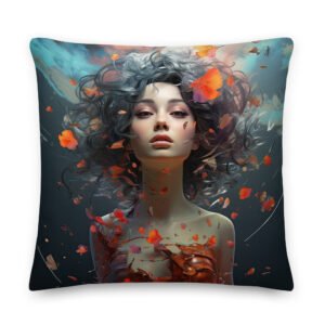 Digital Art - Girl Beautiful Abstract Pillow - Image 4