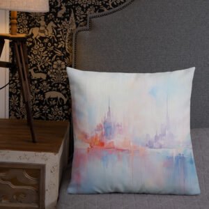 Pastel Abstract City Skyline Throw Pillow - Image 27