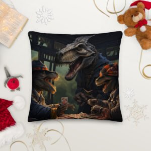 Tyrannosaurus Poker Premium Throw Pillow - Image 6