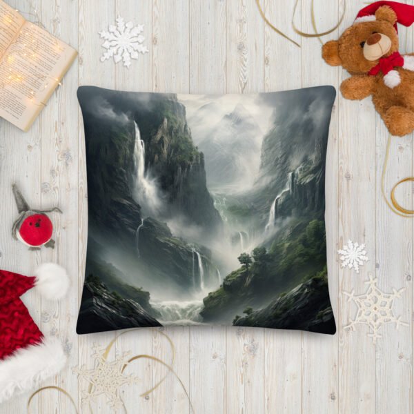 Mountain Waterfalls Premium Throw Pillow - 22×22
