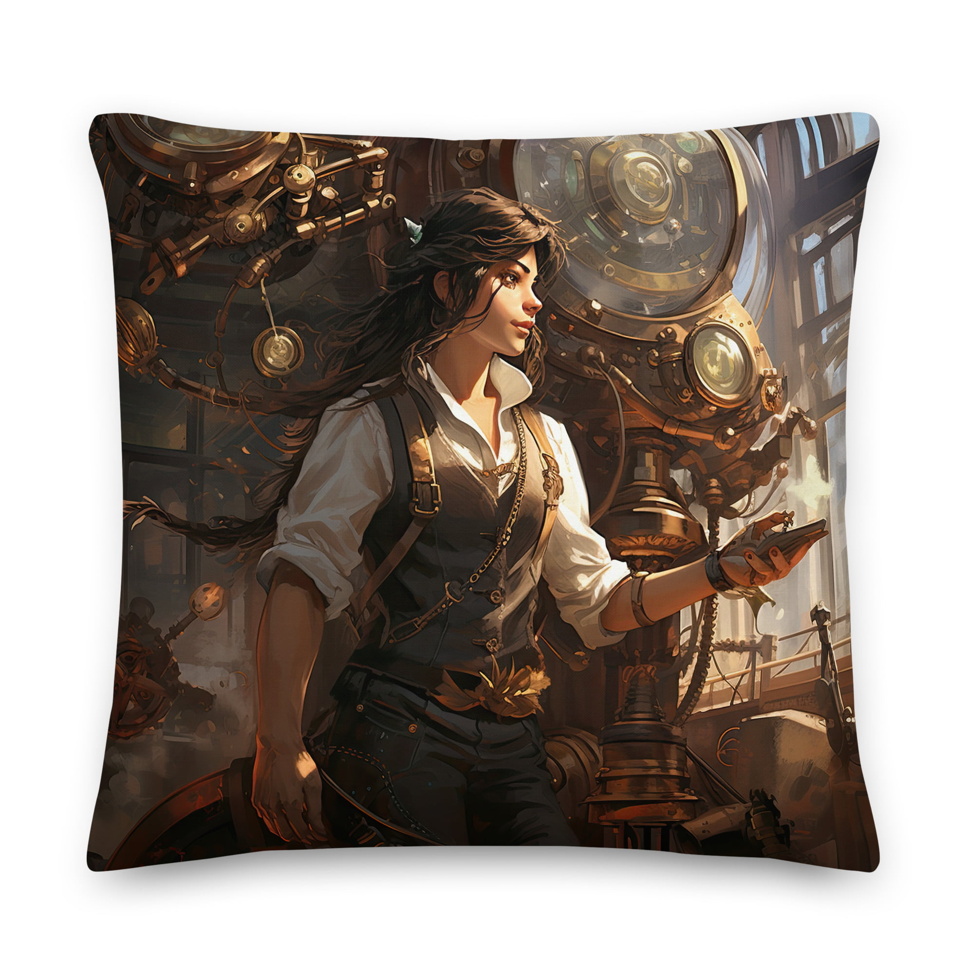 Steampunk Princess Premium Throw Pillow – 22×22