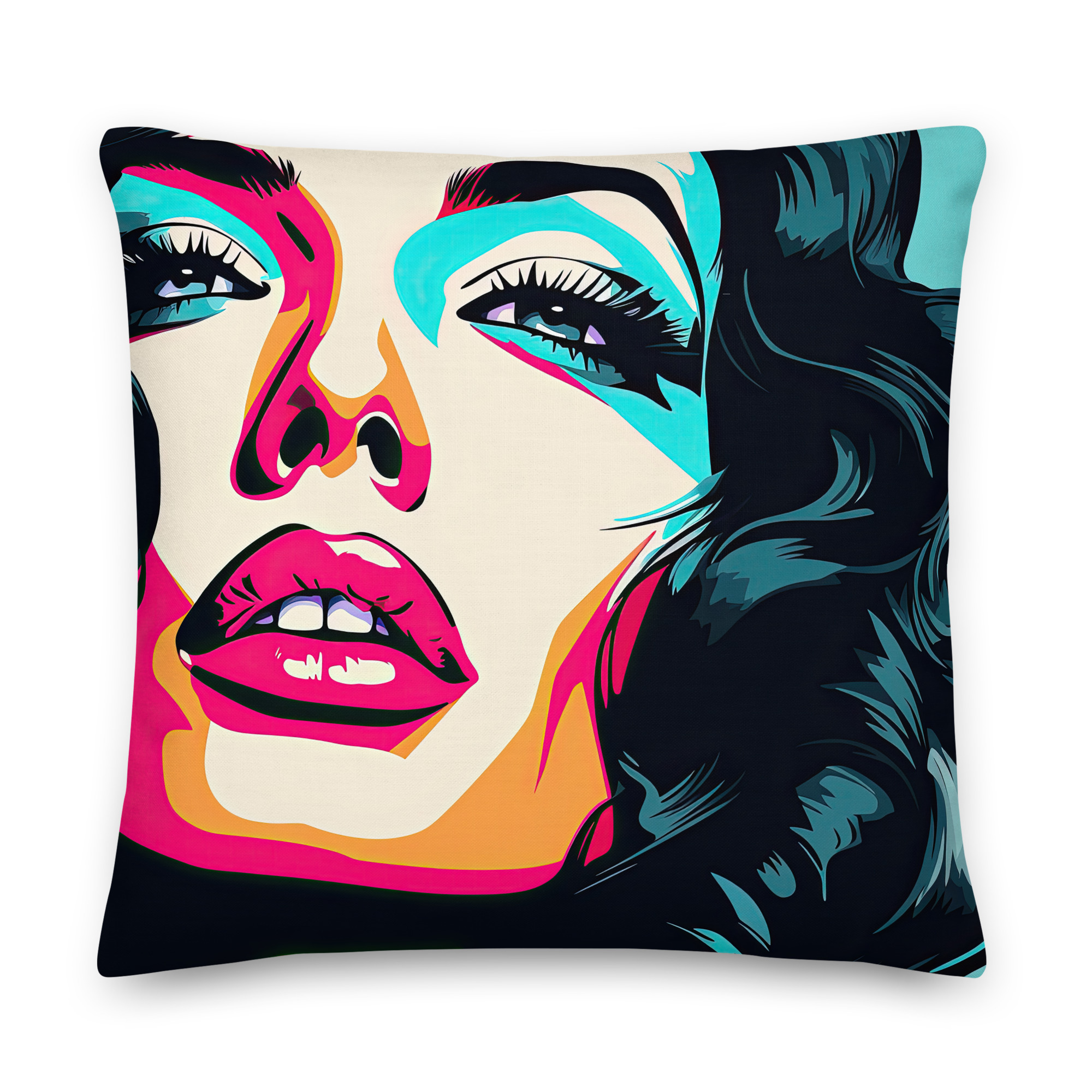 Pop Art Chic Girl Throw Pillow - 22×22