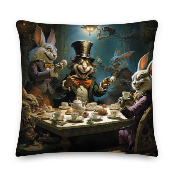Mad Hatter's Tea Party Throw Pillow - 22×22