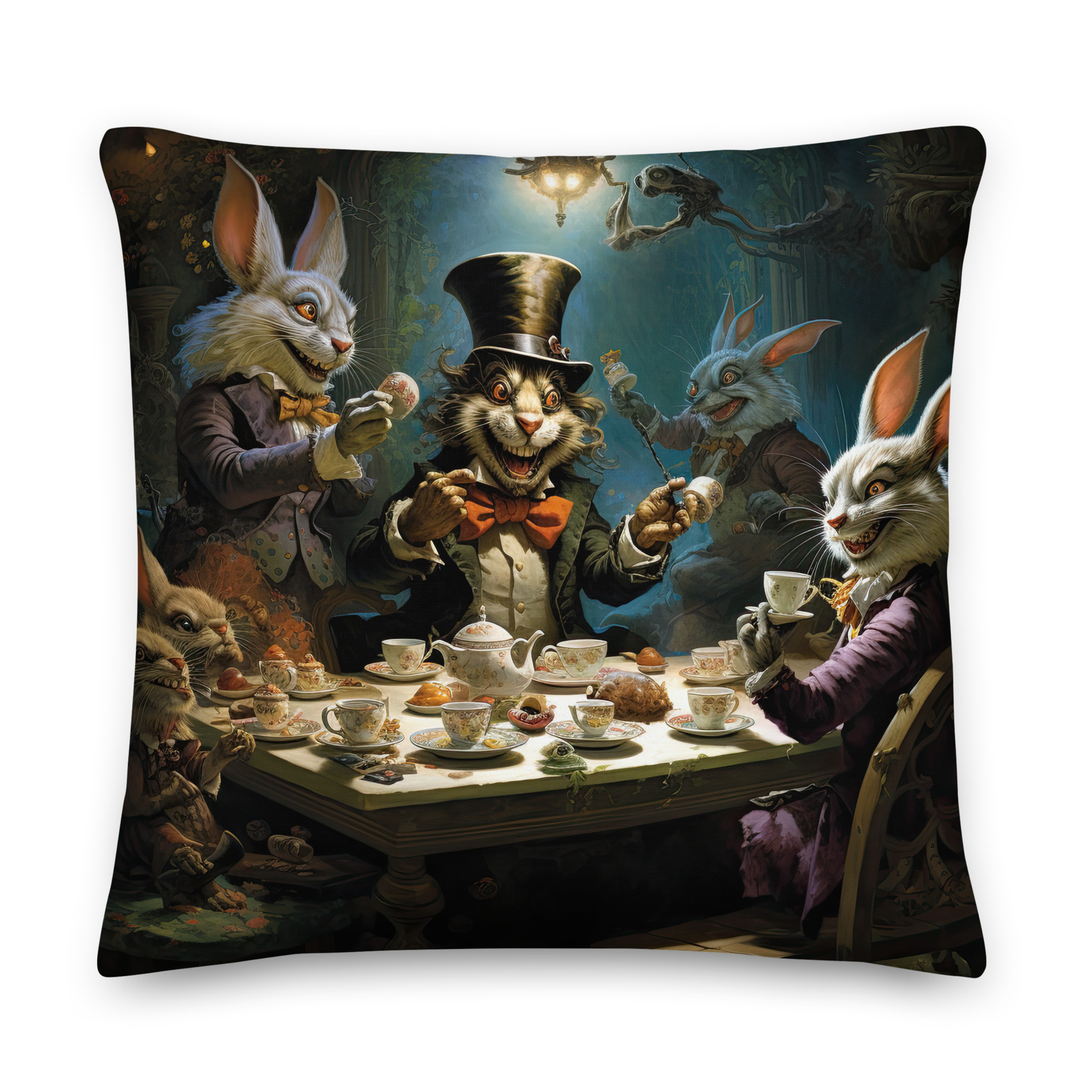Mad Hatter’s Tea Party Throw Pillow – 22×22
