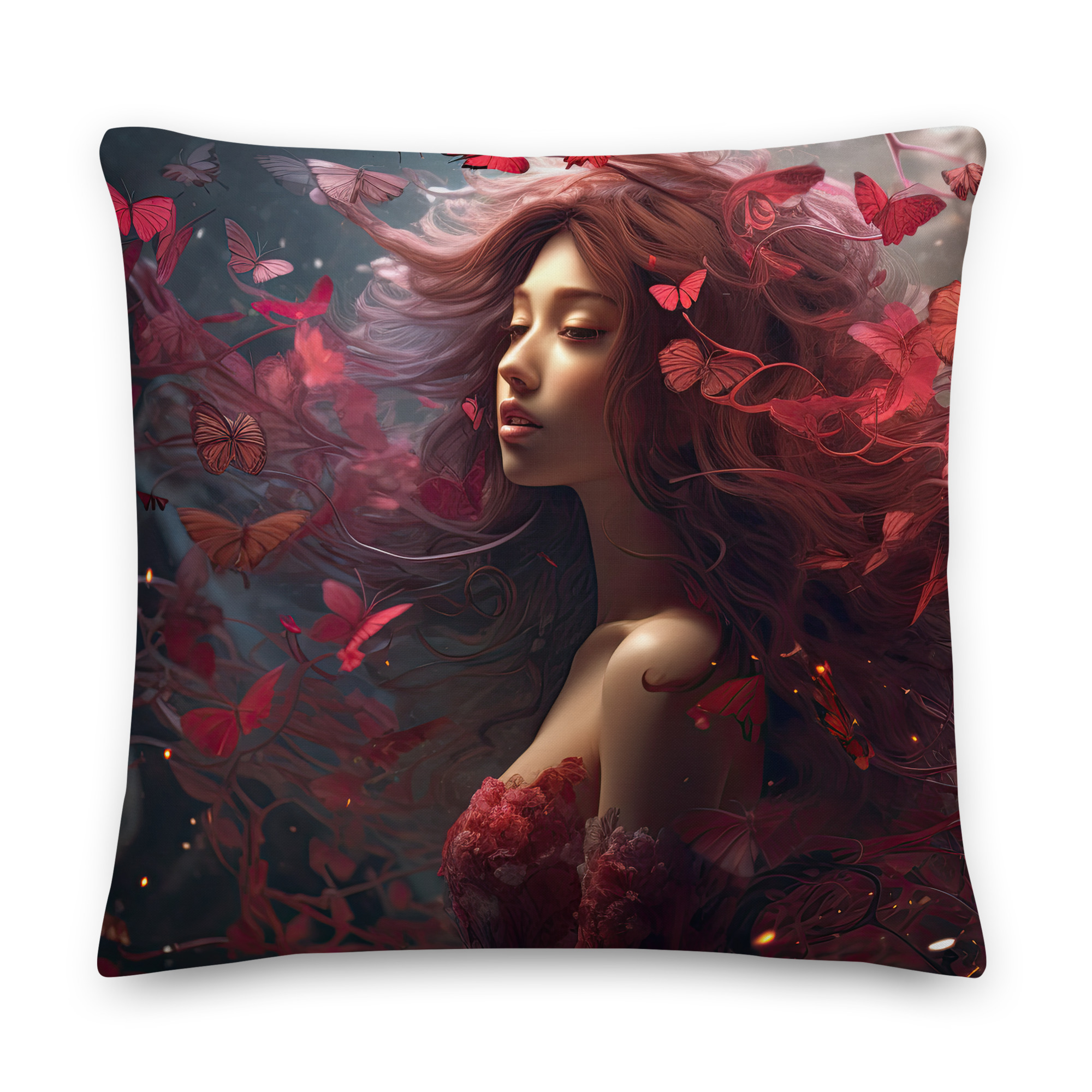 Crimson Reverie Beautiful Throw Pillow – 22×22