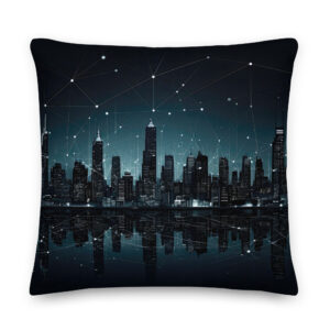 City Skyline Night Constellations Throw Pillow - 22×22