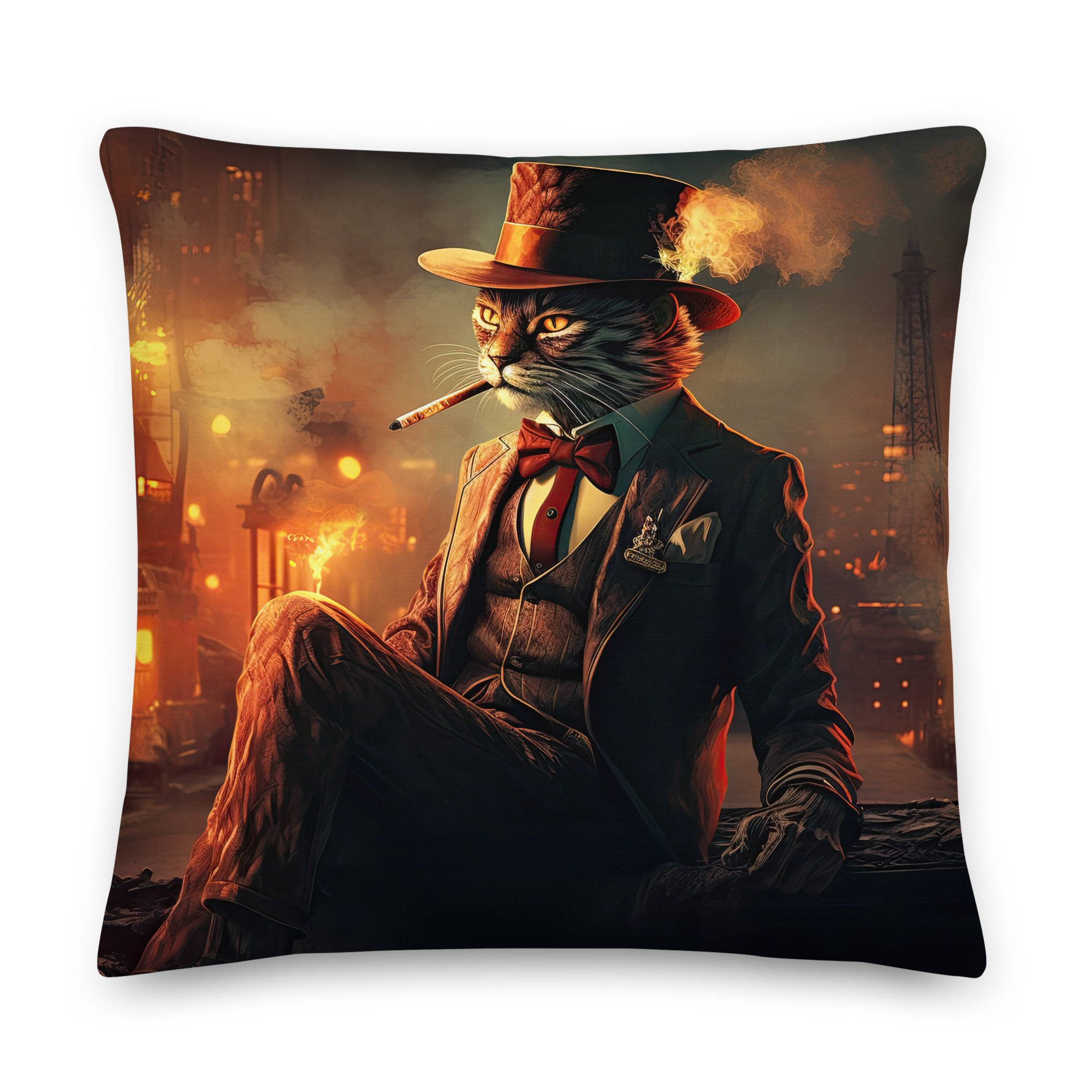 Gangster Cat Cool Throw Pillow – 22×22