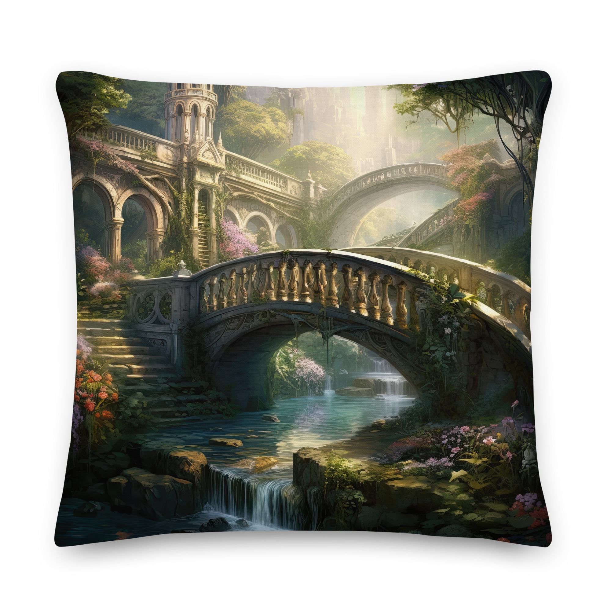 Bridge to the Kingdom of Paradise Throw Pillow – 22×22