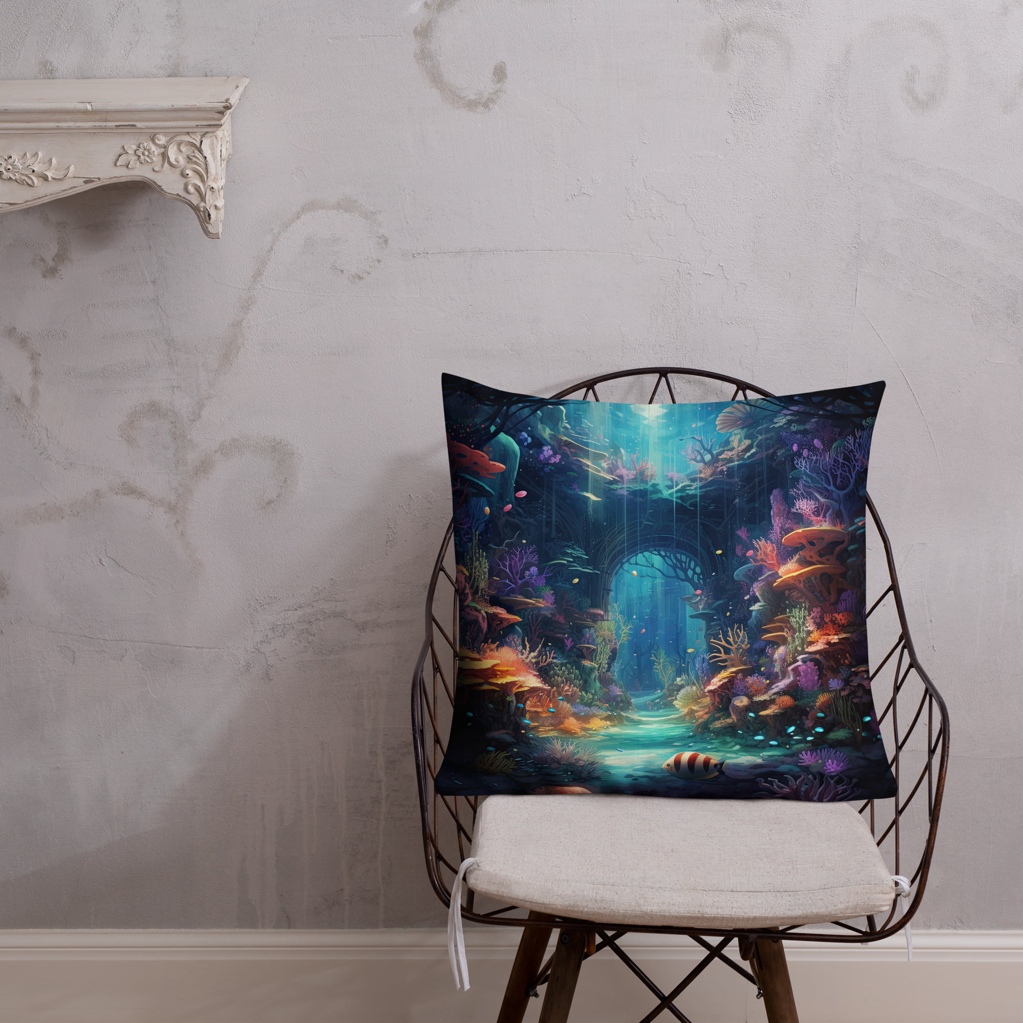 Underwater Paradise Premium Throw Pillow - 22×22