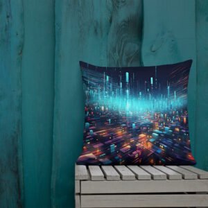 High Speed Data Abstract Premium Pillow - 22×22