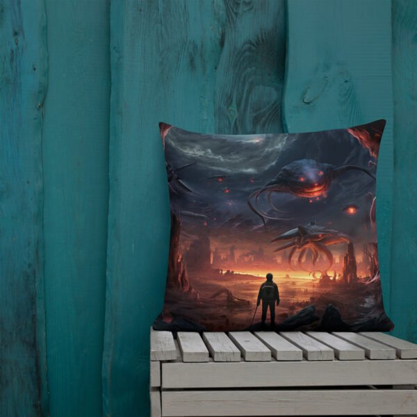 There Be Monsters Sci-fi Premium Pillow - 22×22
