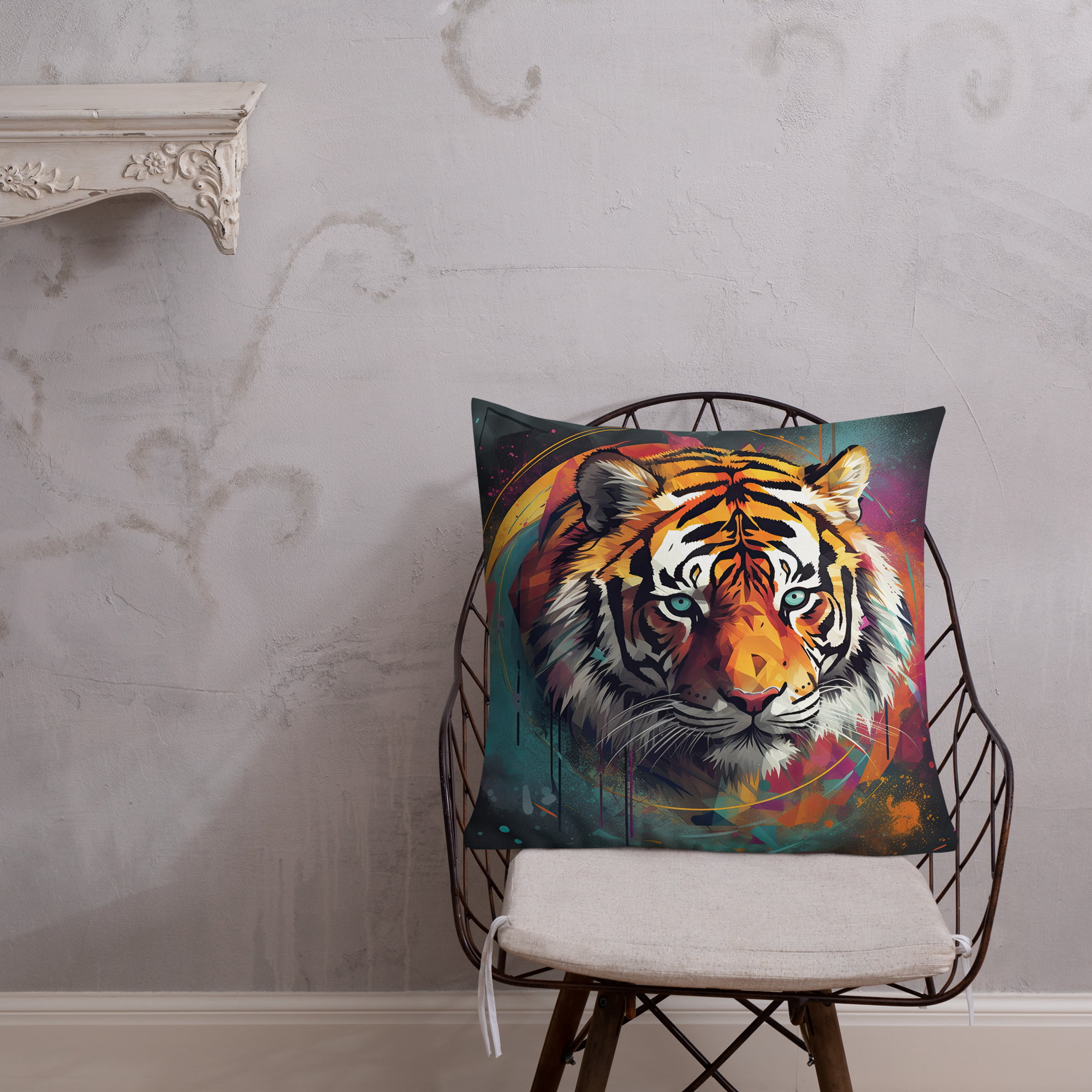 Abstract Tiger Art Throw Pillow – 22×22