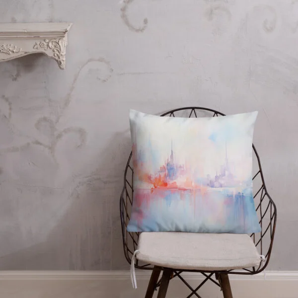Pastel Abstract City Skyline Throw Pillow - 22×22