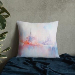 Pastel Abstract City Skyline Throw Pillow - Image 25