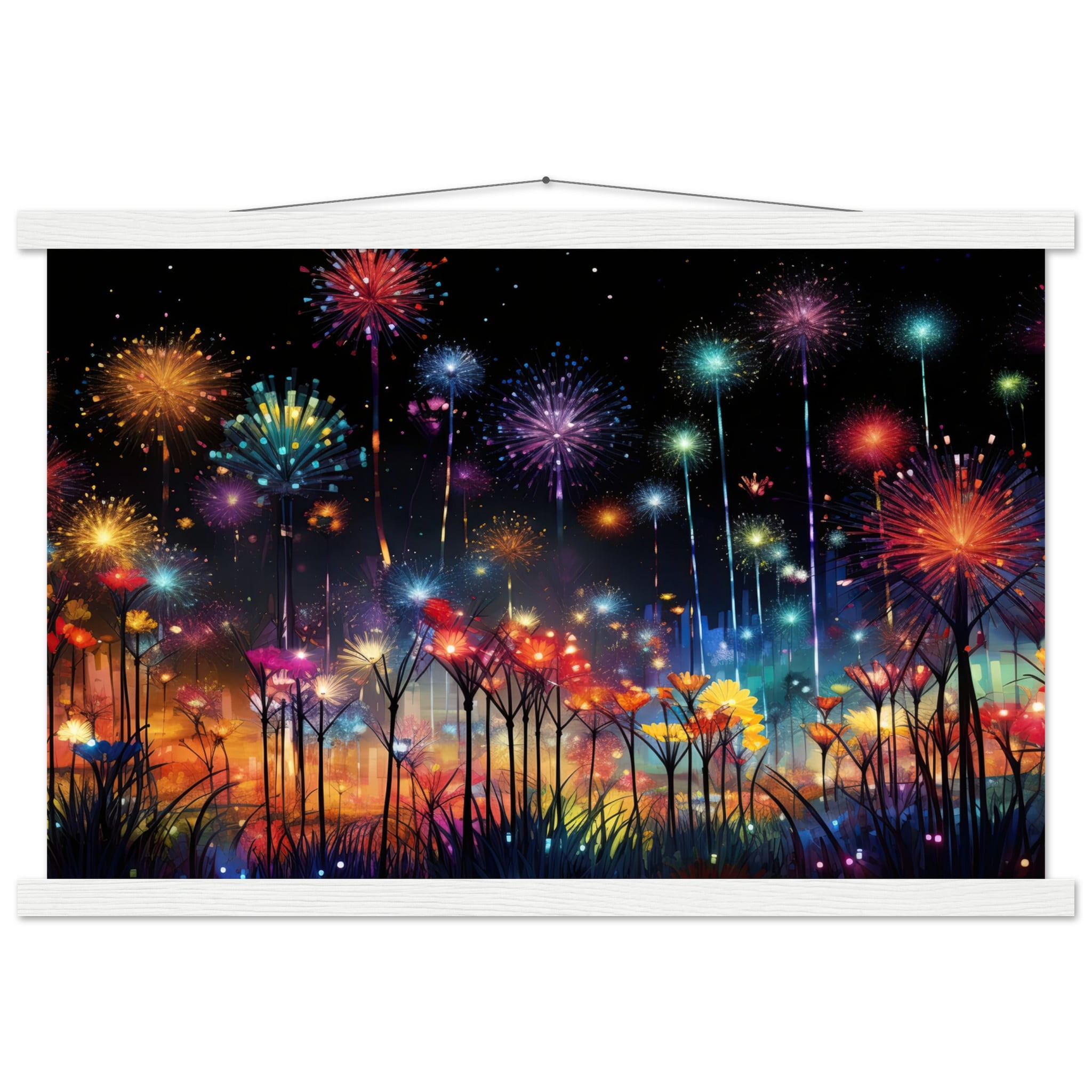 Fireworks and Flowers of Light and Color – Art Print with Hanger – 40×60 cm / 16×24″, White wall hanger