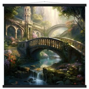 Bridge to the Kingdom of Paradise Art Print with Hanger - 70x70 cm / 28x28″, Black wall hanger