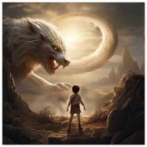 The Boy and the Chimera Metal Print - 50x50 cm / 20x20″