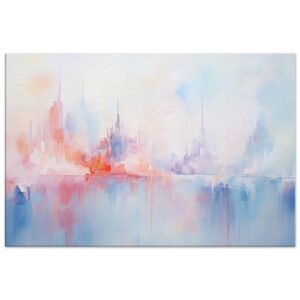 Pastel Abstract City Skyline Canvas Print - 60x90 cm / 24x36″, Thick
