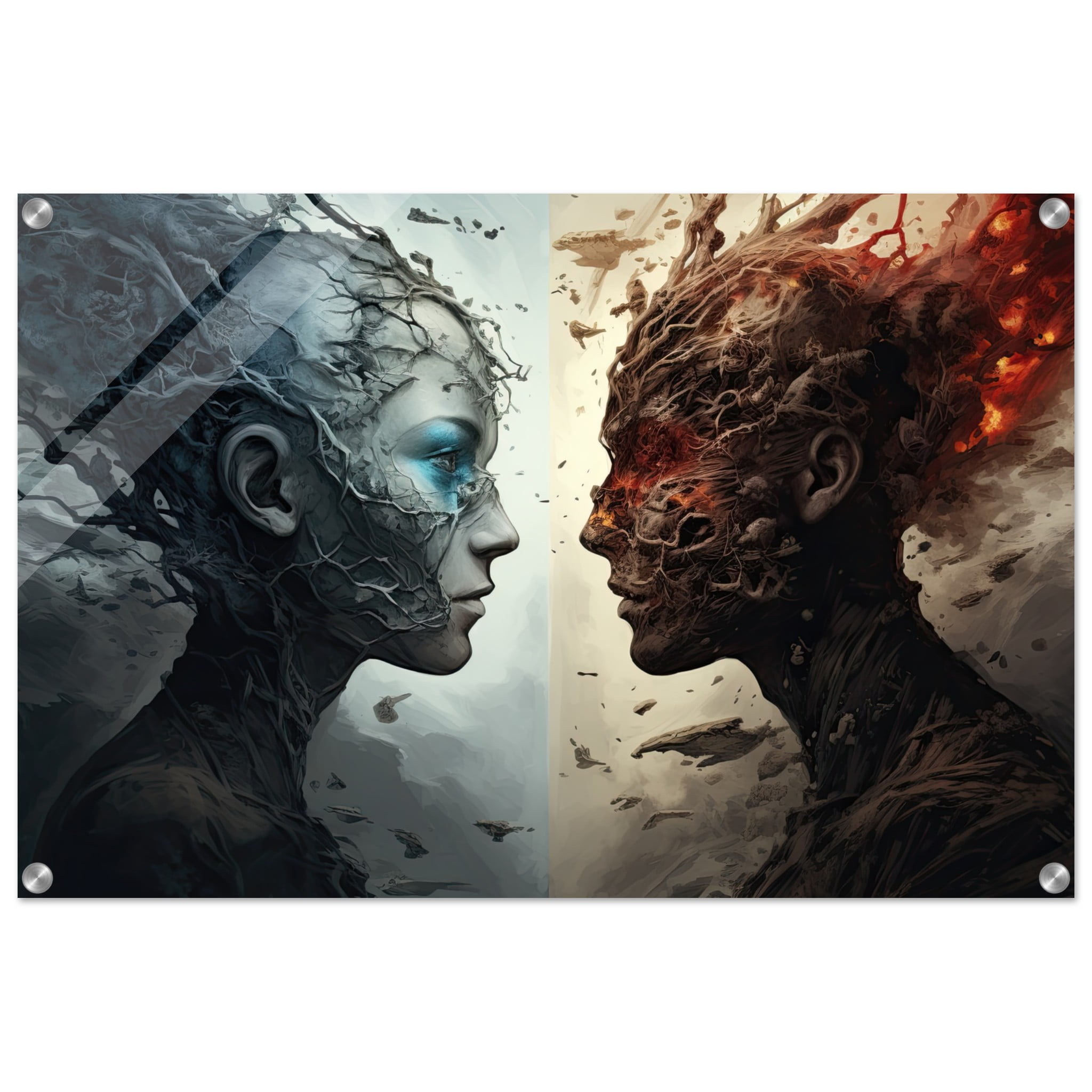 Duality of the Soul – Fire and Ice – Acrylic Print – 50×75 cm / 20×30″