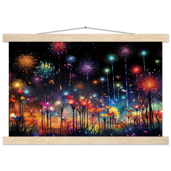 Fireworks and Flowers of Light and Color - Art Print with Hanger - 30x45 cm / 12x18″, Natural wood wall hanger