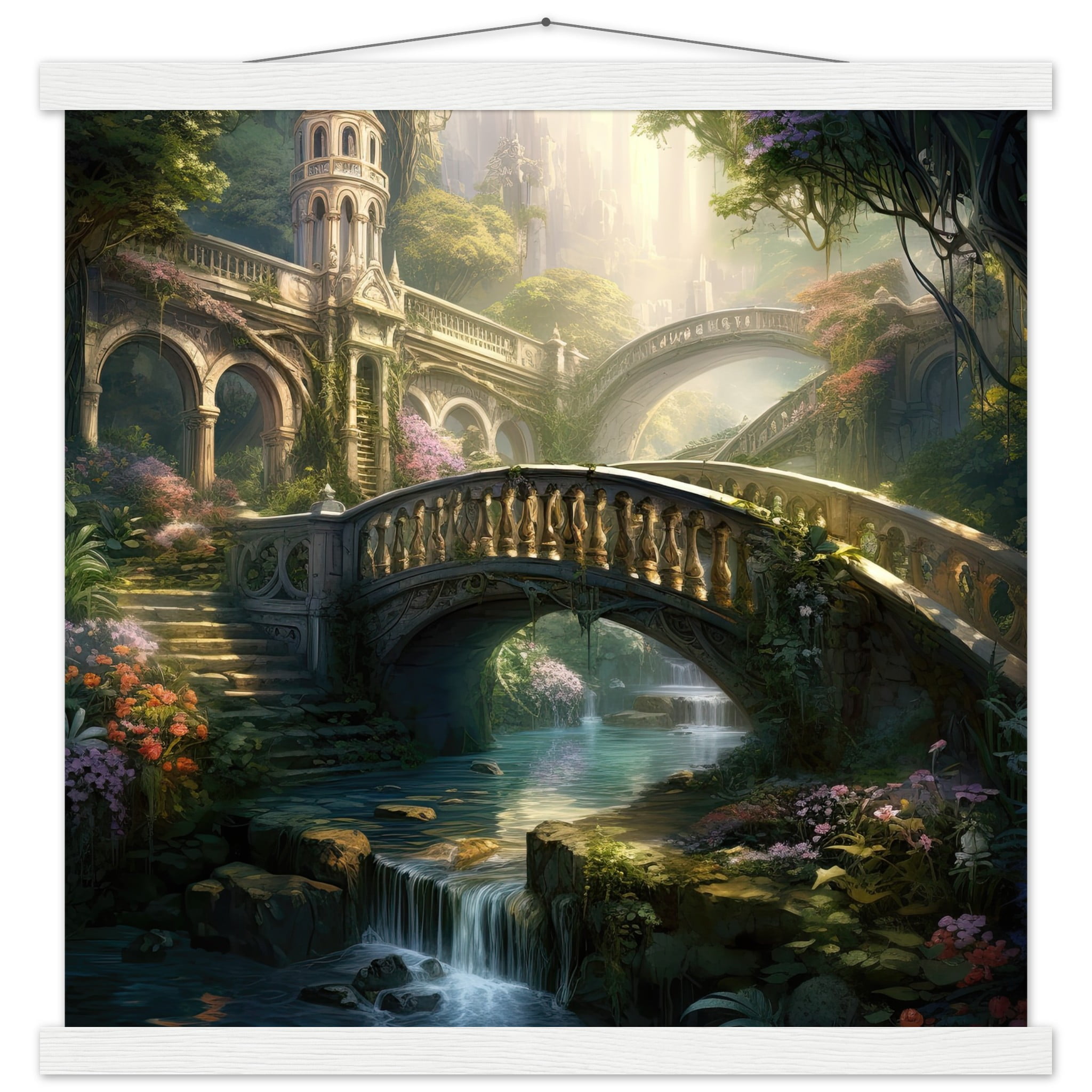 Bridge to the Kingdom of Paradise Art Print with Hanger – 45×45 cm / 18×18″, White wall hanger