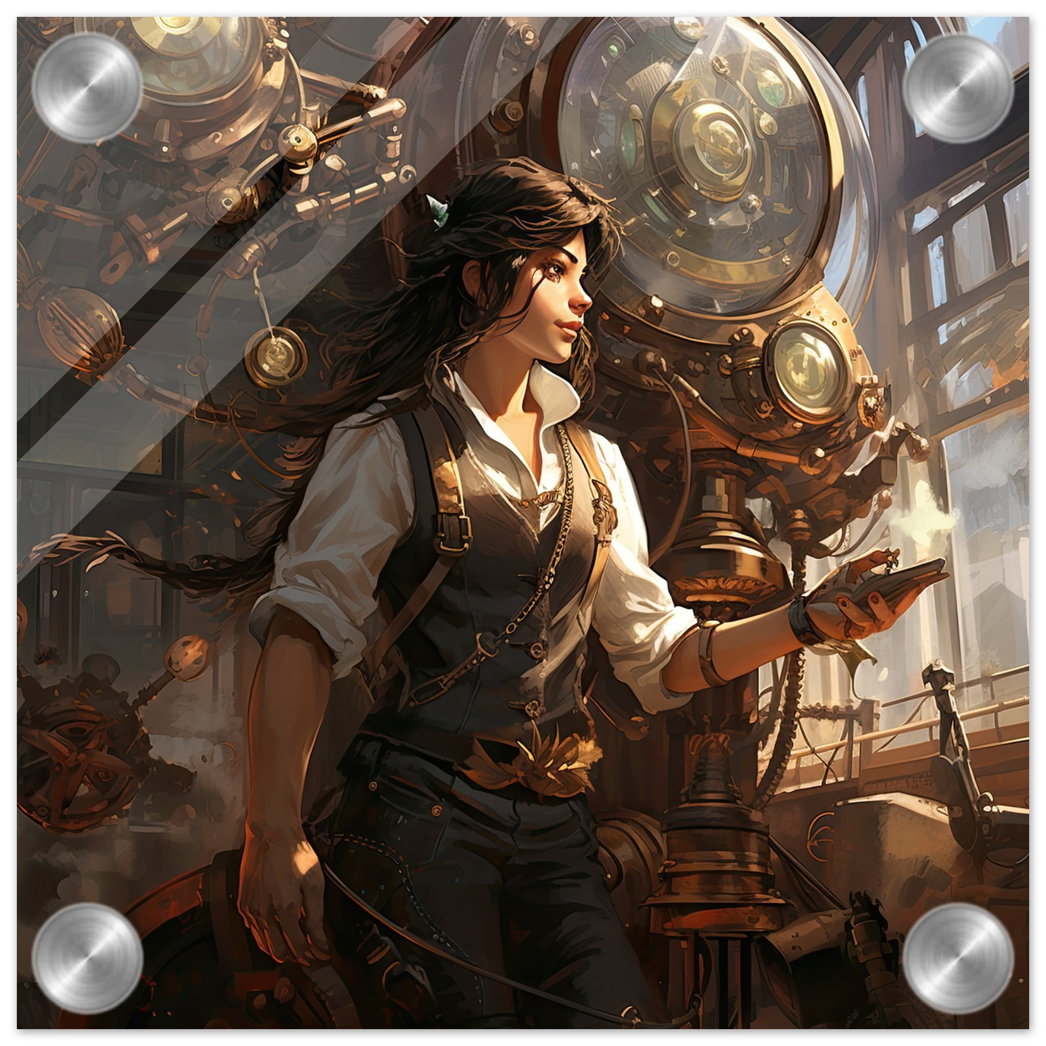 Steampunk Princess Art Acrylic Print – 20×20 cm / 8×8″