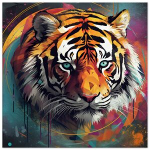 Tiger Colorful Abstract Canvas Print - 60x60 cm / 24x24″, Slim