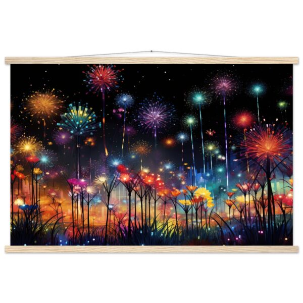 Fireworks and Flowers of Light and Color - Art Print with Hanger - 60x90 cm / 24x36″, Natural wood wall hanger