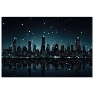 City Skyline Night Constellations Canvas Print - 30x45 cm / 12x18″, Thick