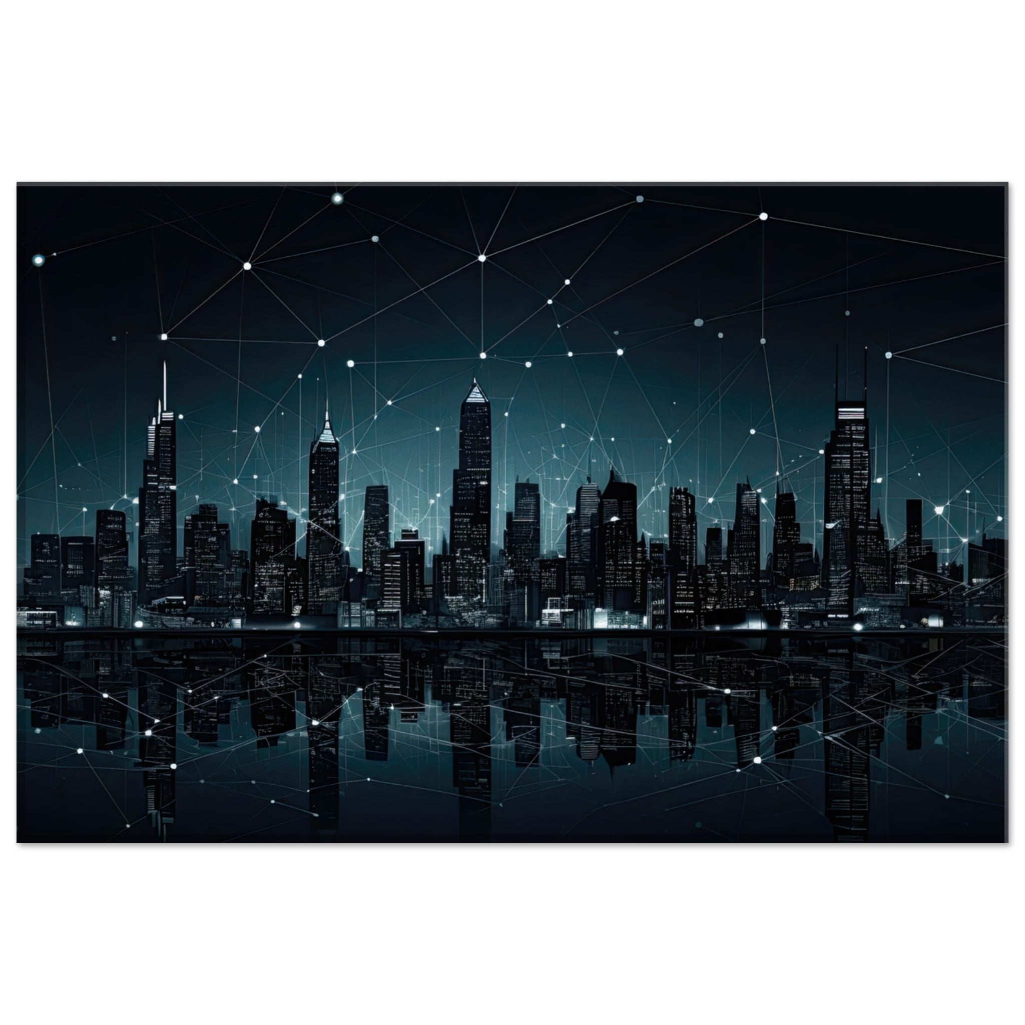City Skyline Night Constellations Canvas Print – 30×45 cm / 12×18″, Thick