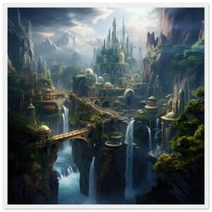 Elven Kingdom Fantasy Landscape Framed Print