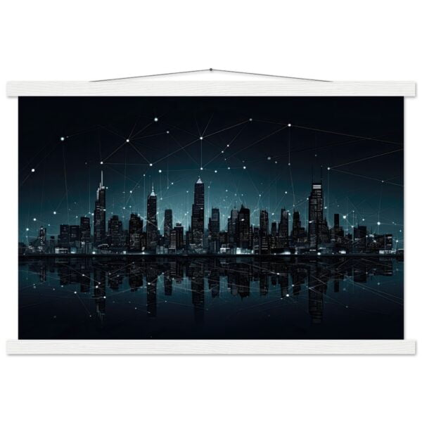 City Skyline Night Constellations Art Print with Hanger